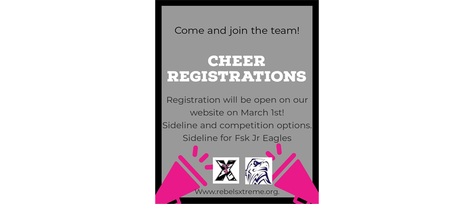 CHEER REGISTRATIONS OPEN 3/1